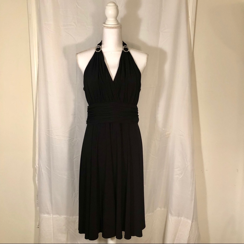 Evan-Picone black cocktail dress with silver bling